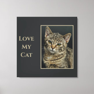 Toile Sepia Love my Cat with Photo