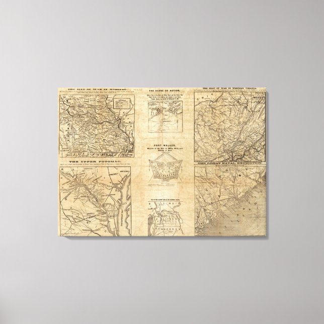 Toile Sept cartes du New York Herald (Recto)