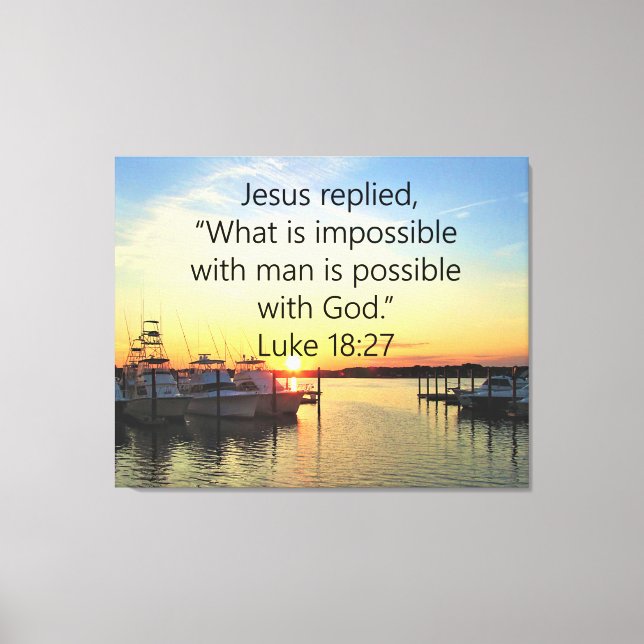 TOILE SERENE SUNSET LUKE 18:27 CONCEPTION DE SCRIPTURE (Recto)