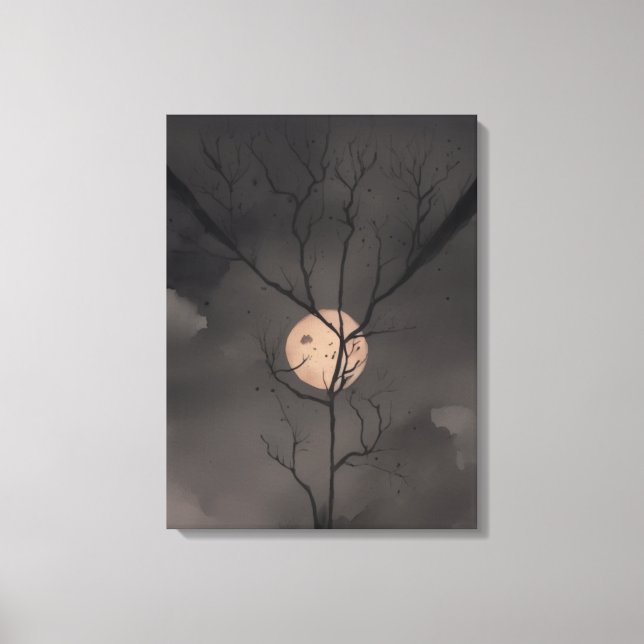 Toile Sérénité au clair de lune : Silhouette de l'arbre (Recto)