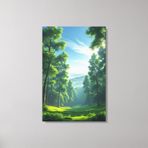 Toile Sérénité Majestueuse - Paysage de Forêt Verte