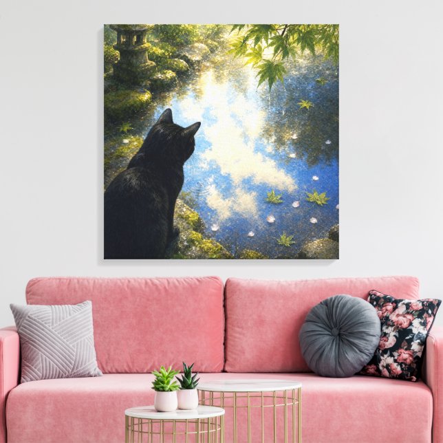 Toile series_4_10｜Garden Puddle Reflection Cat Square (Insitu(Salon))