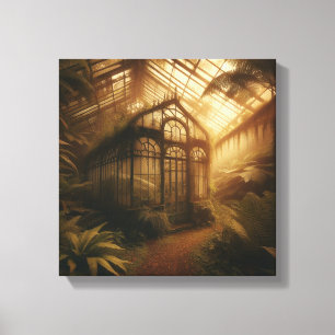 Toile Serre de la jungle cachée baignée de lumière dorée
