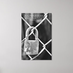 Toile Serrure noire et blanche sur la citation inspirée
