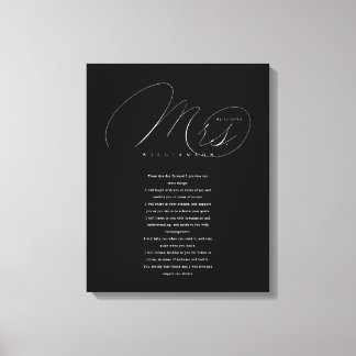 Toile Ses Vows Élégant Mme Newlyweds Mariage Vows Black