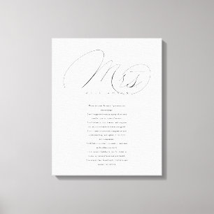 Toile Ses Vows Élégant Mme Newlyweds Mariage Vows White