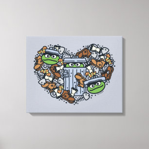Toile Sésame Sésame Oscar the Grouch Doodle Heart