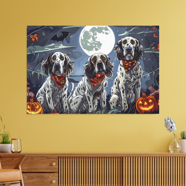 Toile Setter Anglais Halloween Effrayant (Insitu(Salon))