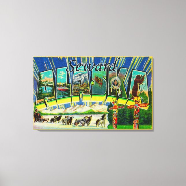 Toile Seward, AlaskaGrandes lettres ScènesSeward, AK (Recto)