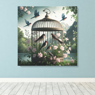 Toile Shabby Chic Birdcage Art