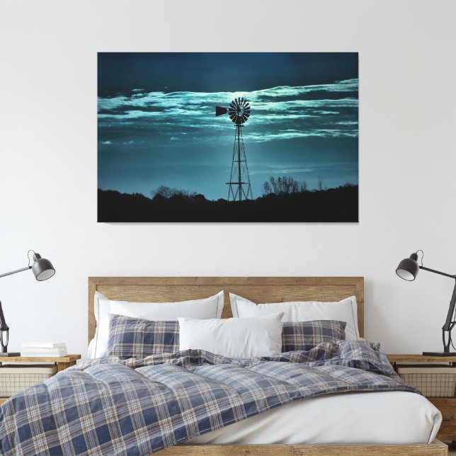 Toile Shadowed Windmill- Dark Sky Photography Canvas (Insitu(Chambre))