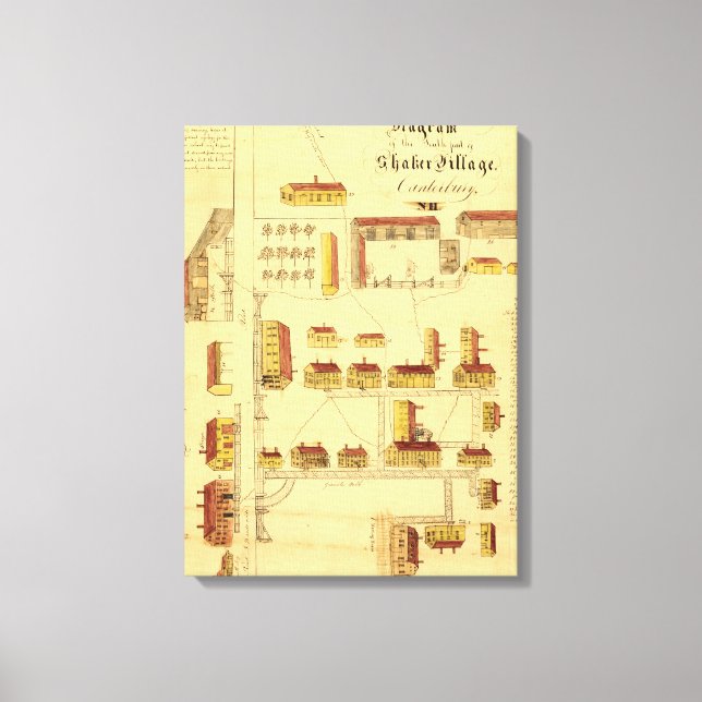 TOILE SHAKER VILLAGE MAP, 1849 (Recto)