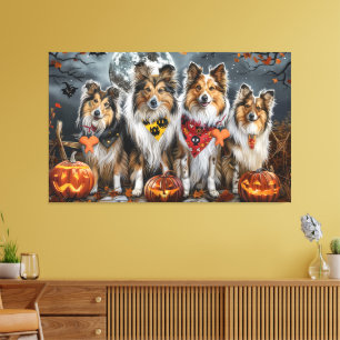 Toile Shetland Sheepdog Halloween Ensorcelant
