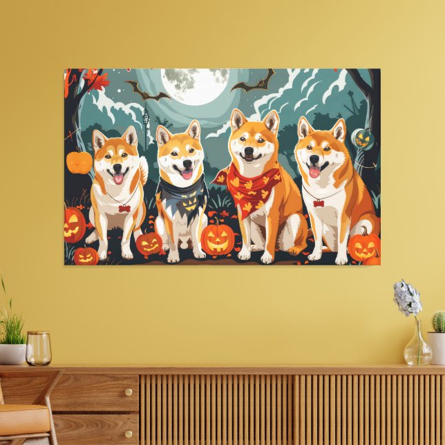 Toile Shiba Inu Halloween Épouvantable (Insitu(Salon))