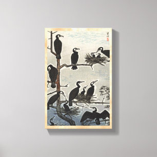 Toile Shiro Kasamatsu Rassemblement des Cormorants ukiyo
