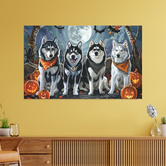 Toile Siberian Husky Halloween Épouvantable  (Insitu(Salon))
