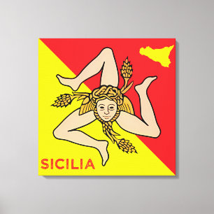 Toile Sicilia Drapeau sicilien de Sicile Trinacrie Couss