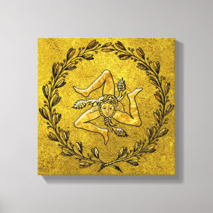 Toile Sicilienne Trinacria Olive Wreath in Gold