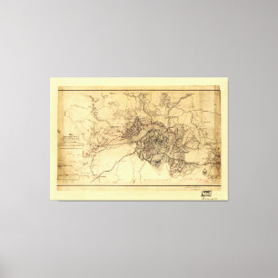 Toile Siège de Atlanta Map, 19 juillet-26 août 1864