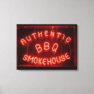 Toile signalétique authentique BBQ Fumkehouse néon