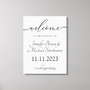 Toile Signature de bienvenue mariage décoration simple m