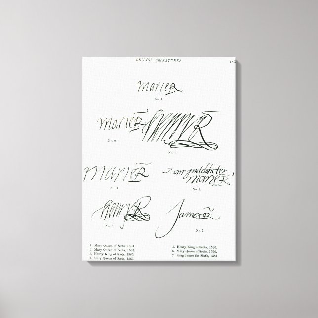 Toile Signatures de Marie Reine des Écossais (Recto)