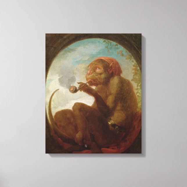 Toile Signe avec un singe fumant une pipe (Recto)