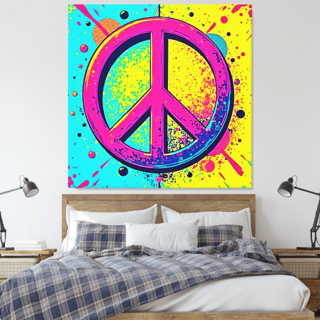 Toile Signe de Paix Rétro Coloré (Insitu(Chambre))