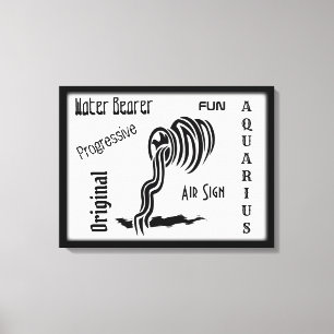 Toile Signe du zodiaque Verseau et symbole encadré