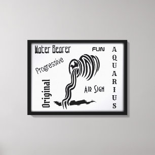Toile Signe du zodiaque Verseau et symbole encadré