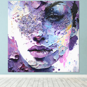 Toile "Silence cristalline" - Portrait pourpre