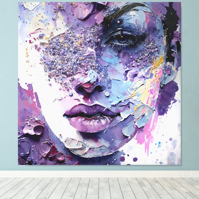 Toile "Silence cristalline" - Portrait pourpre (Insitu (Plancher de Bois))