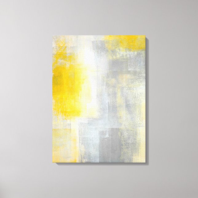 Toile 'Silence' Gris et Jaune Art Abstrait Imprimer (Recto)