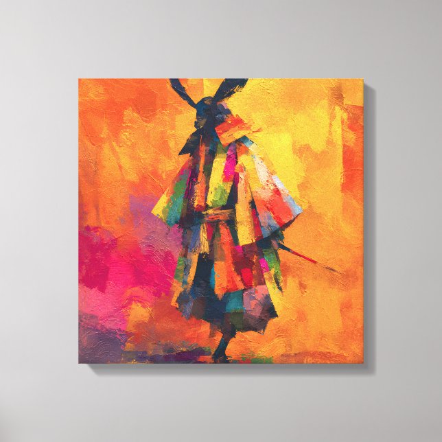 Toile Silhouette Abstraite du guerrier de Samurai (Recto)
