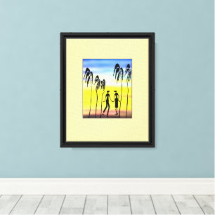 Toile Silhouette Art Africain, Amour Coloré
