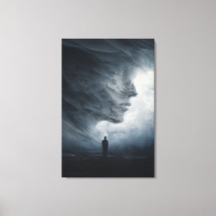 Toile Silhouette avant l'immense visage brumeux