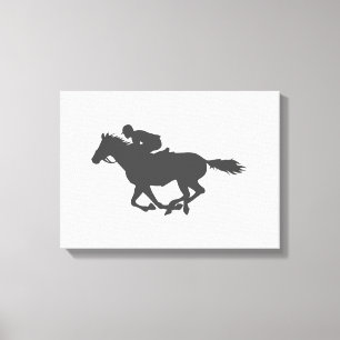 Toile Silhouette cheval jockey - Choisir la couleur arri