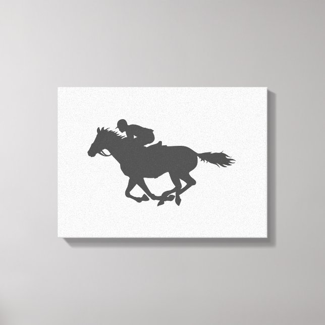 Toile Silhouette cheval jockey - Choisir la couleur arri (Recto)