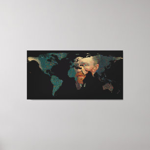 Toile Silhouette de carte du monde - autoportrait de Van
