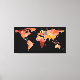 Toile Silhouette de carte du monde - mandala