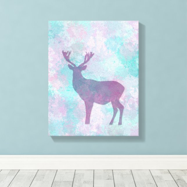 Toile Silhouette de cerf Abstrait simple Hiver Mignon Pa (Insitu (Plancher de Bois))