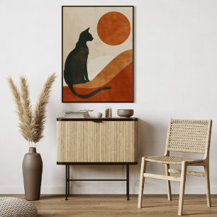 Toile Silhouette de chat bohème Minimaliste abstrait d