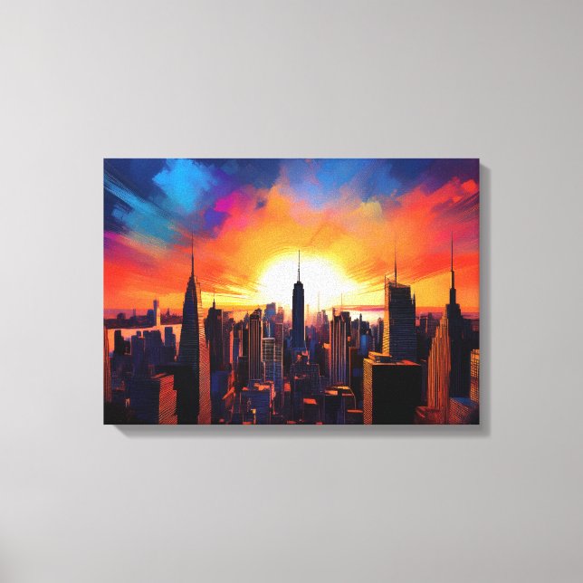 Toile Silhouette de Cityscape à Dusk (Recto)