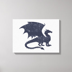 Toile Silhouette de dragon - Choisir la couleur arrière 