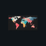 Toile Silhouette de la carte du monde - Couleurs de tein<br><div class="desc">C'est une carte du monde Silhouette avec des couleurs de teinture cravate sur les diverses masses terrestres.</div>