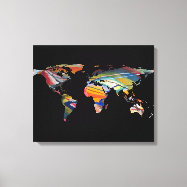 Toile Silhouette de la carte du monde - Un monde Abstrai (Recto)