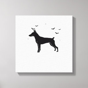 Toile Silhouette de lune d'Halloween de chien Pinscher a