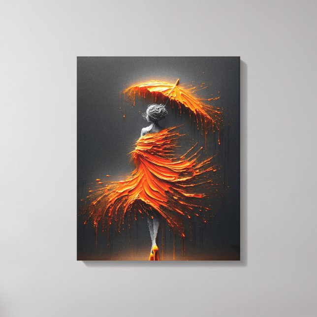 Toile Silhouette de parapluie orange Impasto (Recto)