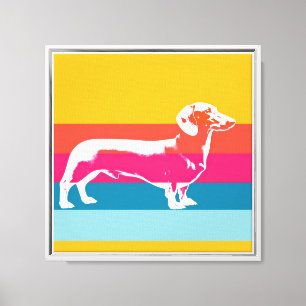 Toile Silhouette de teckel rétro – Art canin pop coloré