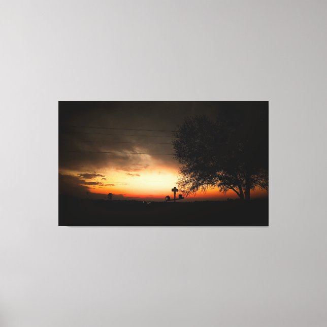 Toile Silhouette d'un arbre au coucher du soleil (Recto)